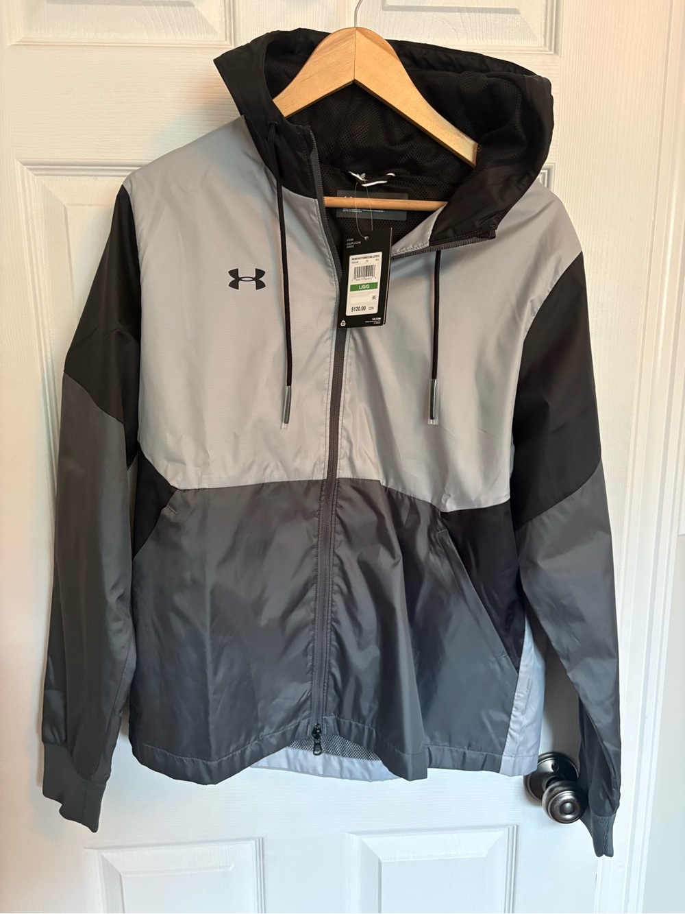 Under Armour Women’s Hooded Windbreaker Jacket - Light Gray & Black